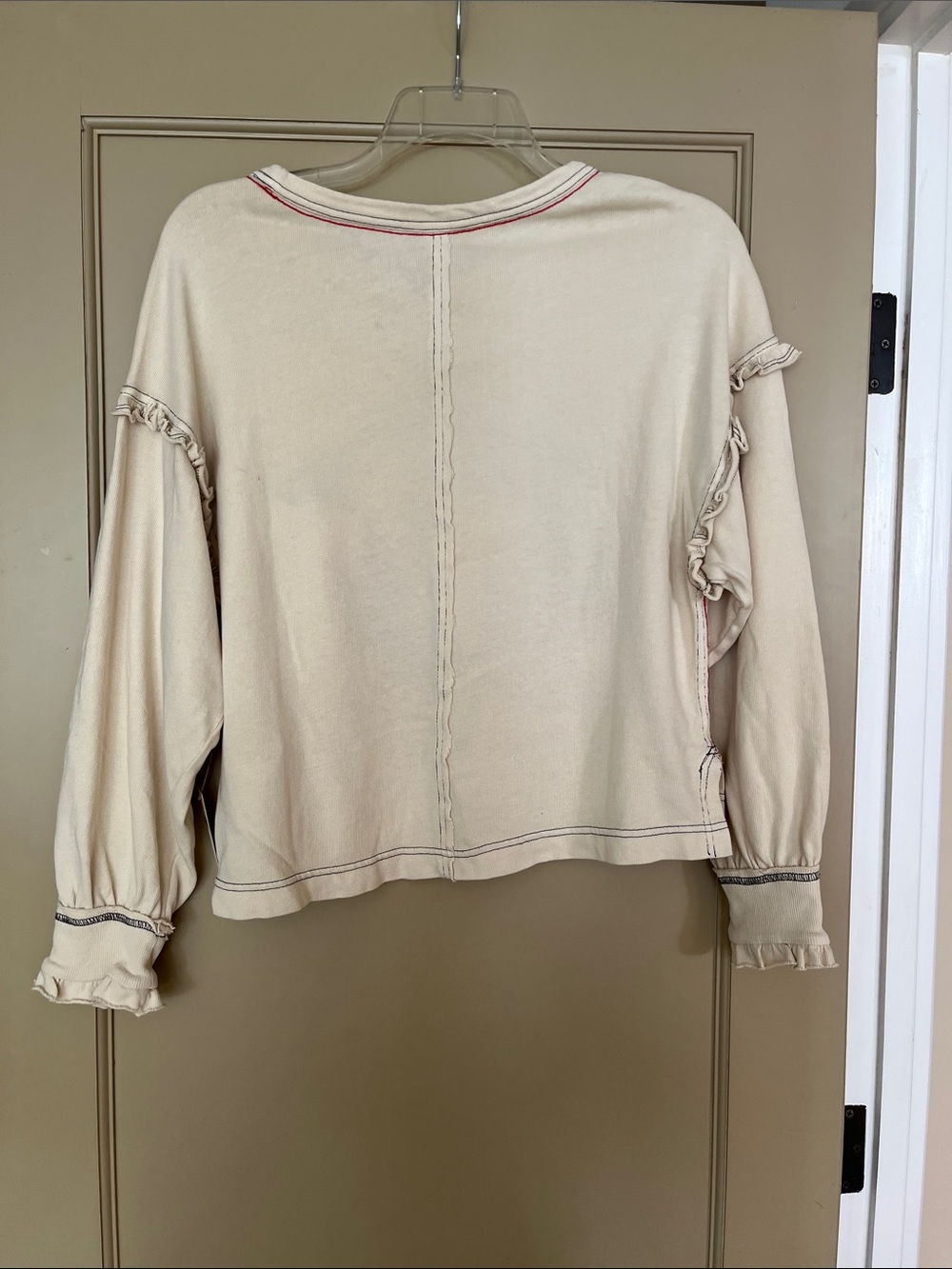 Pilcro Cream Crewneck Sweater with Red & Black Ski Graphic - Picture 4 of 4